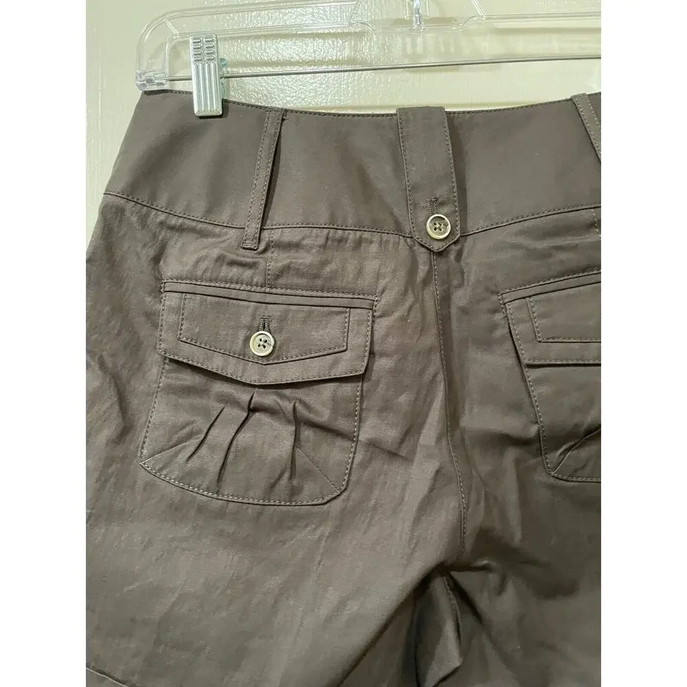 Banana Republic Martin Fit Shorts Brown Womens Tag Size 4 Regular Rolled Cuff